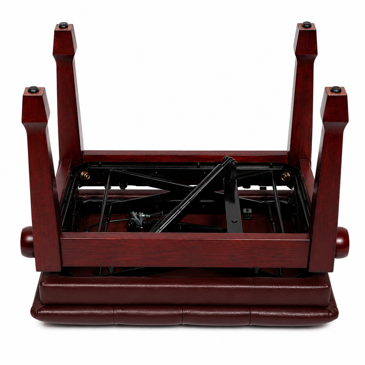 Crown Deluxe Tufted Hydraulic Height Adjustable Piano Bench (Mahogany)