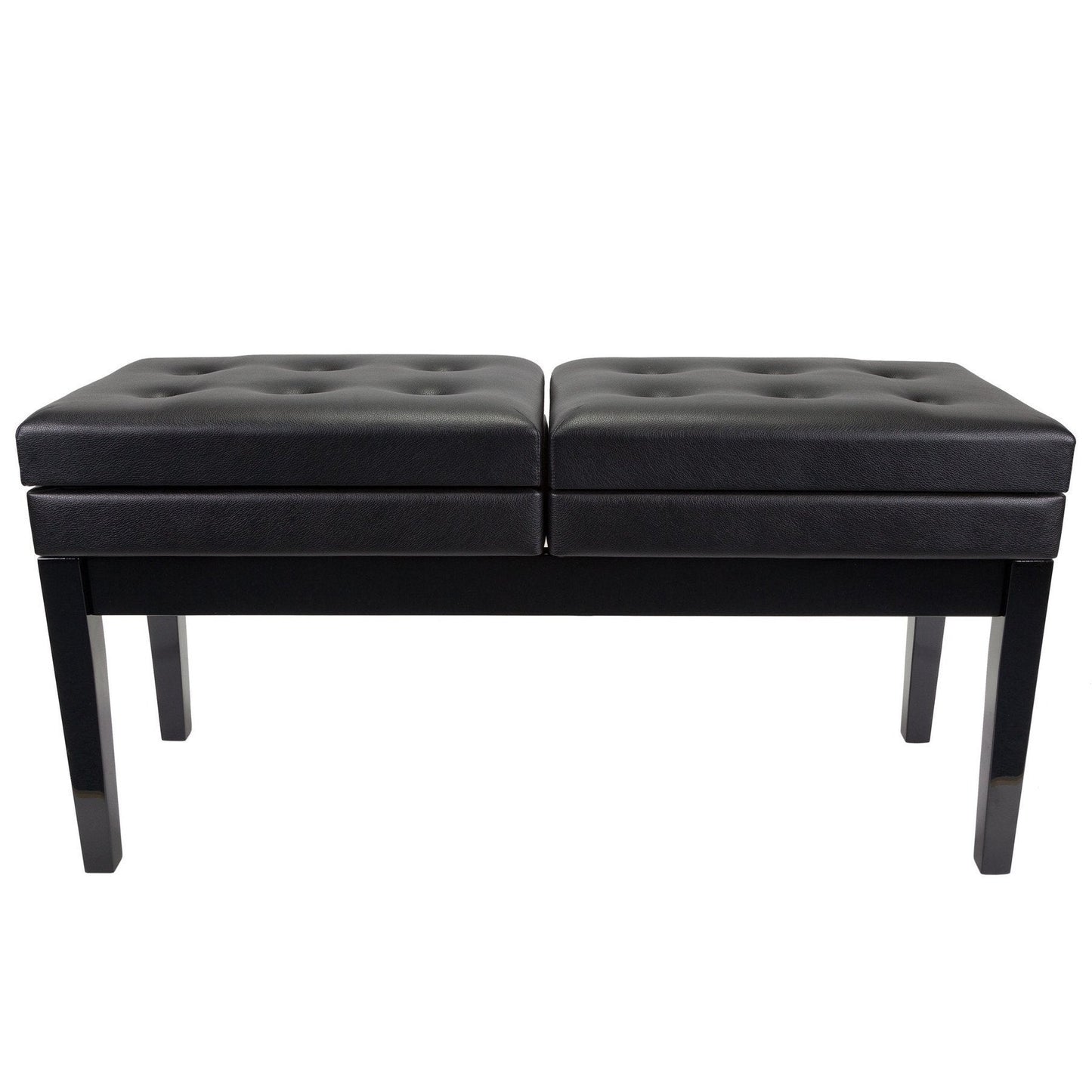 Crown Deluxe Height Adjustable Duet Piano Stool with Storage Compartments (Black)