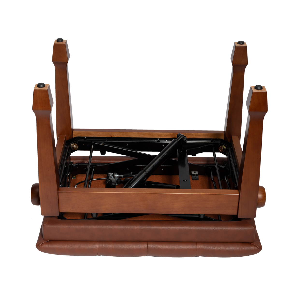 Crown Deluxe Tufted Hydraulic Height Adjustable Piano Bench (Walnut)