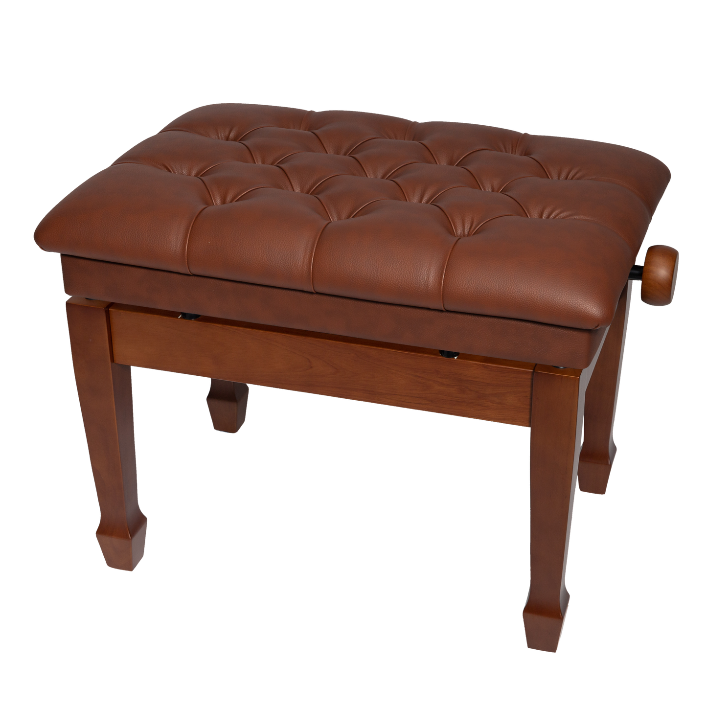 Crown Deluxe Tufted Hydraulic Height Adjustable Piano Bench (Walnut)