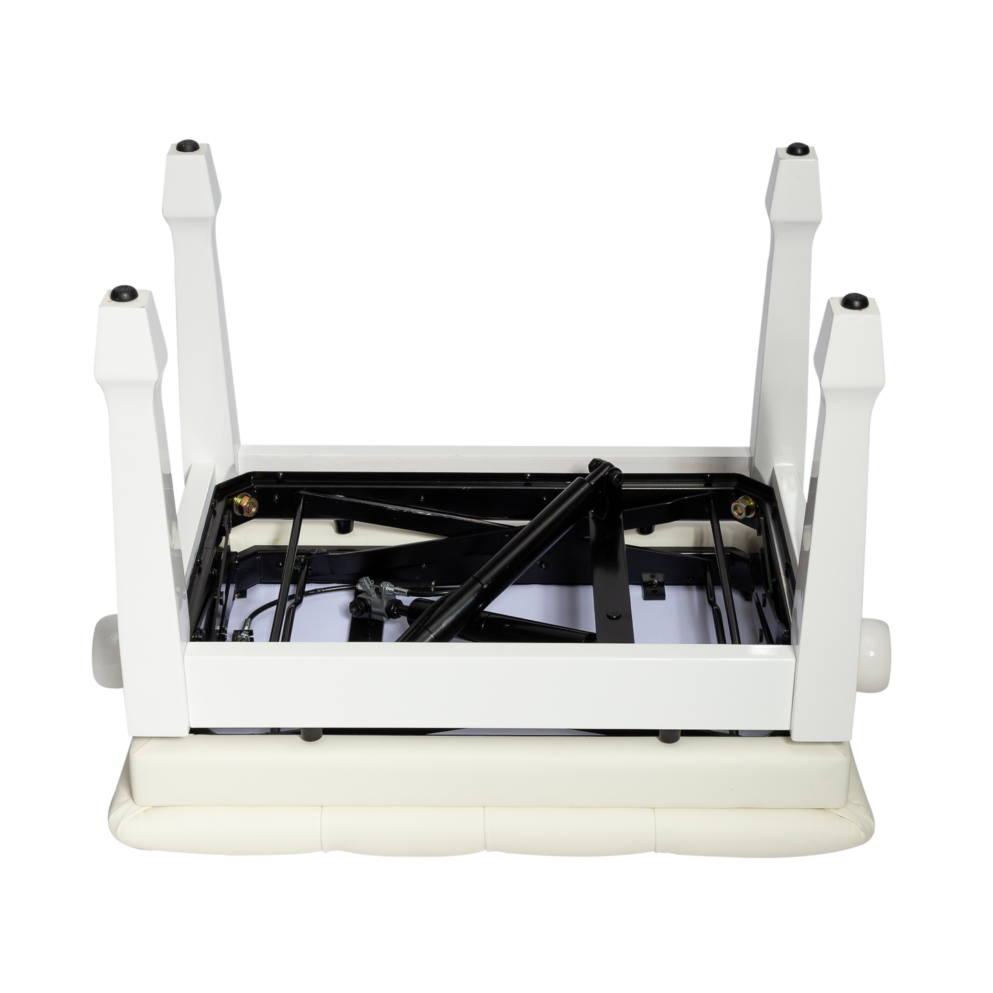 Crown Deluxe Tufted Hydraulic Height Adjustable Piano Bench (White)