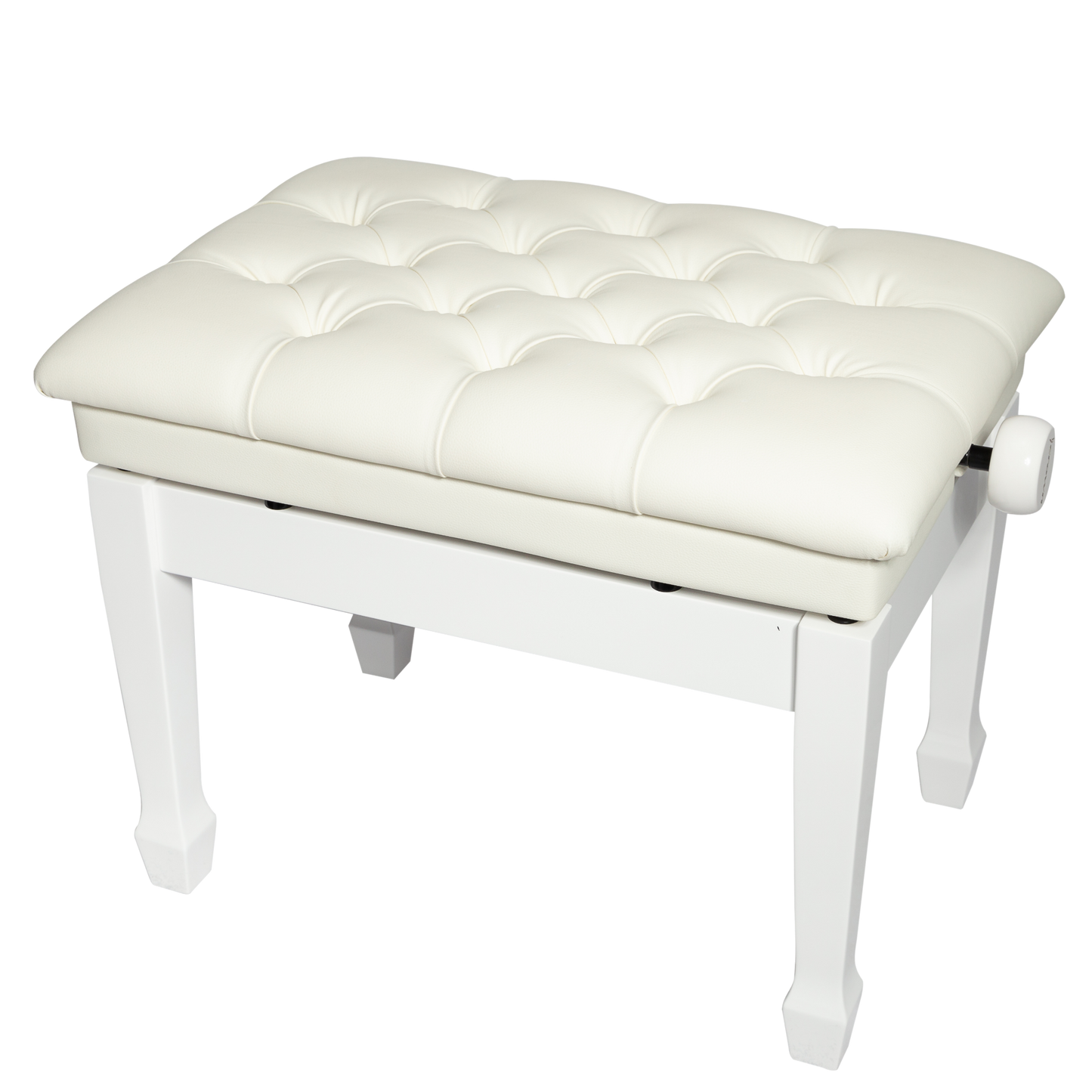 Crown Deluxe Tufted Hydraulic Height Adjustable Piano Bench (White)