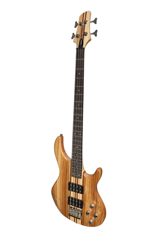 J&D Luthiers 4-String Contemporary Neck Through Active Electric Bass Guitar (Natural Satin)