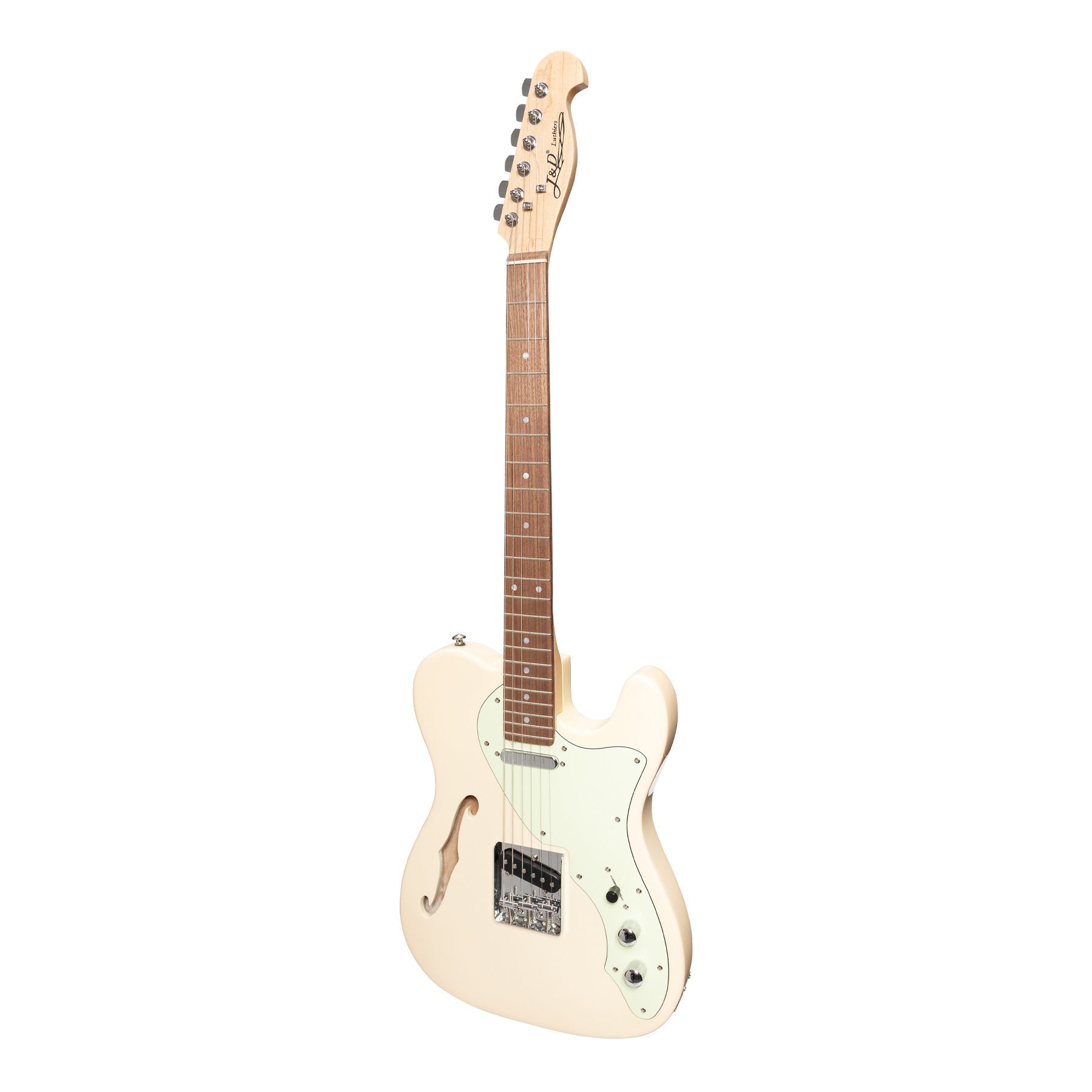 J&D Luthiers Thinline TE-Style Electric Guitar (Vintage White)-JD-DTLSH-VWH