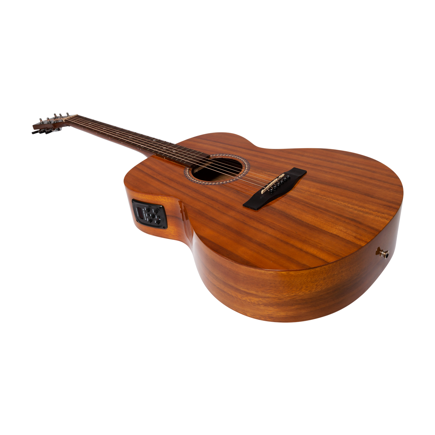 Martinez Acoustic-Electric Gloss Small Body Guitar with Built-In Tuner (Koa)