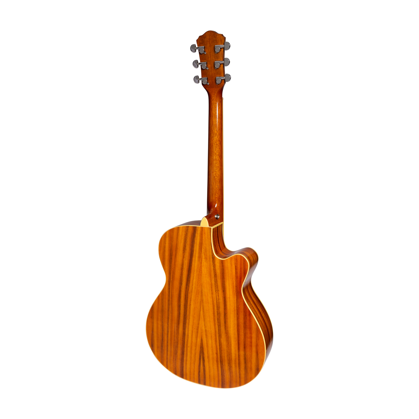 Martinez Left Handed Jazz Hybrid Gloss Acoustic-Electric Cutaway Guitar (Koa)