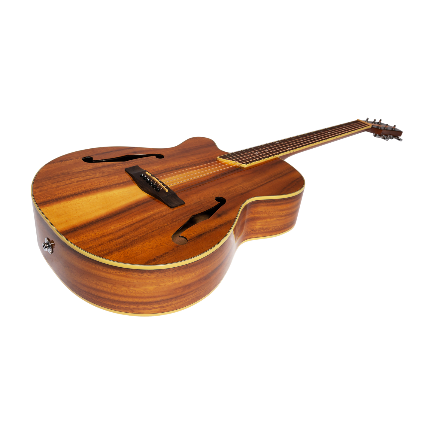 Martinez Left Handed Jazz Hybrid Gloss Acoustic-Electric Cutaway Guitar (Koa)