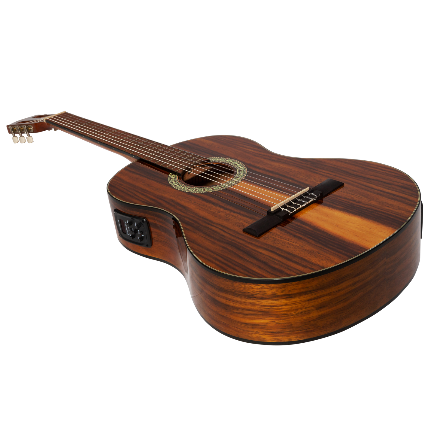 Martinez '51 Series' 4/4 Size Electric Classical Guitar Teakwood (Gloss)