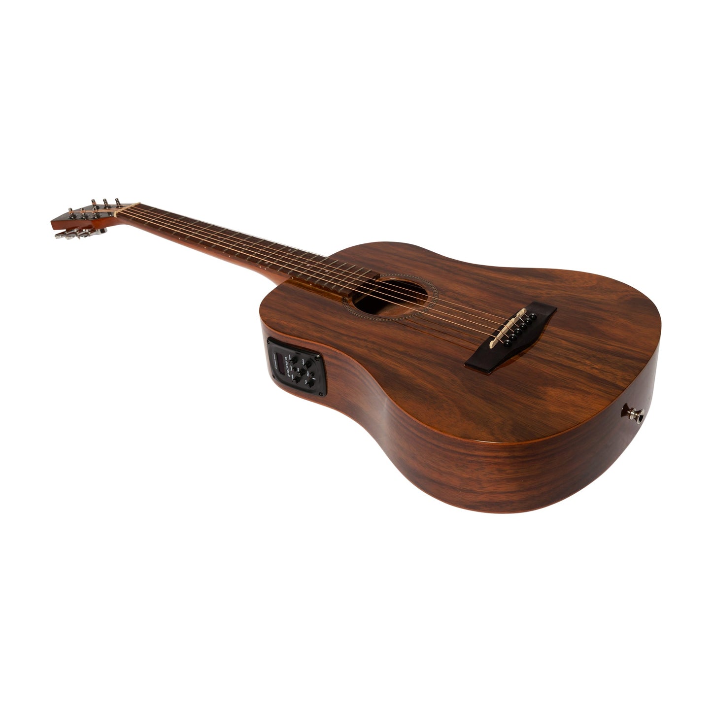 Martinez Acoustic-Electric Gloss Traveller Guitar with Built-In Tuner (Rosewood)