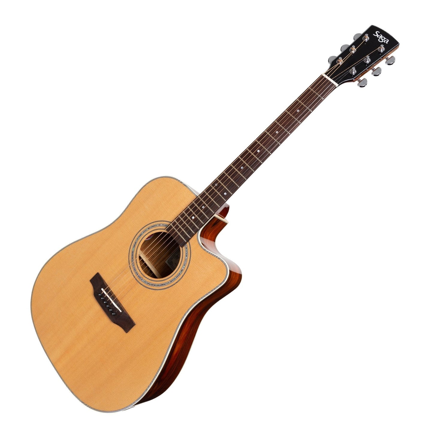 Saga '850 Series' Solid Spruce Top Acoustic-Electric Dreadnought Guitar (Natural)