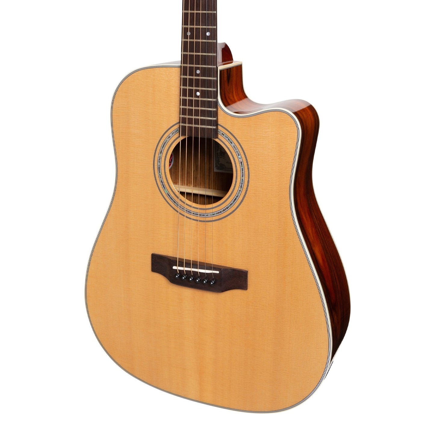 Saga '850 Series' Solid Spruce Top Acoustic-Electric Dreadnought Guitar (Natural)