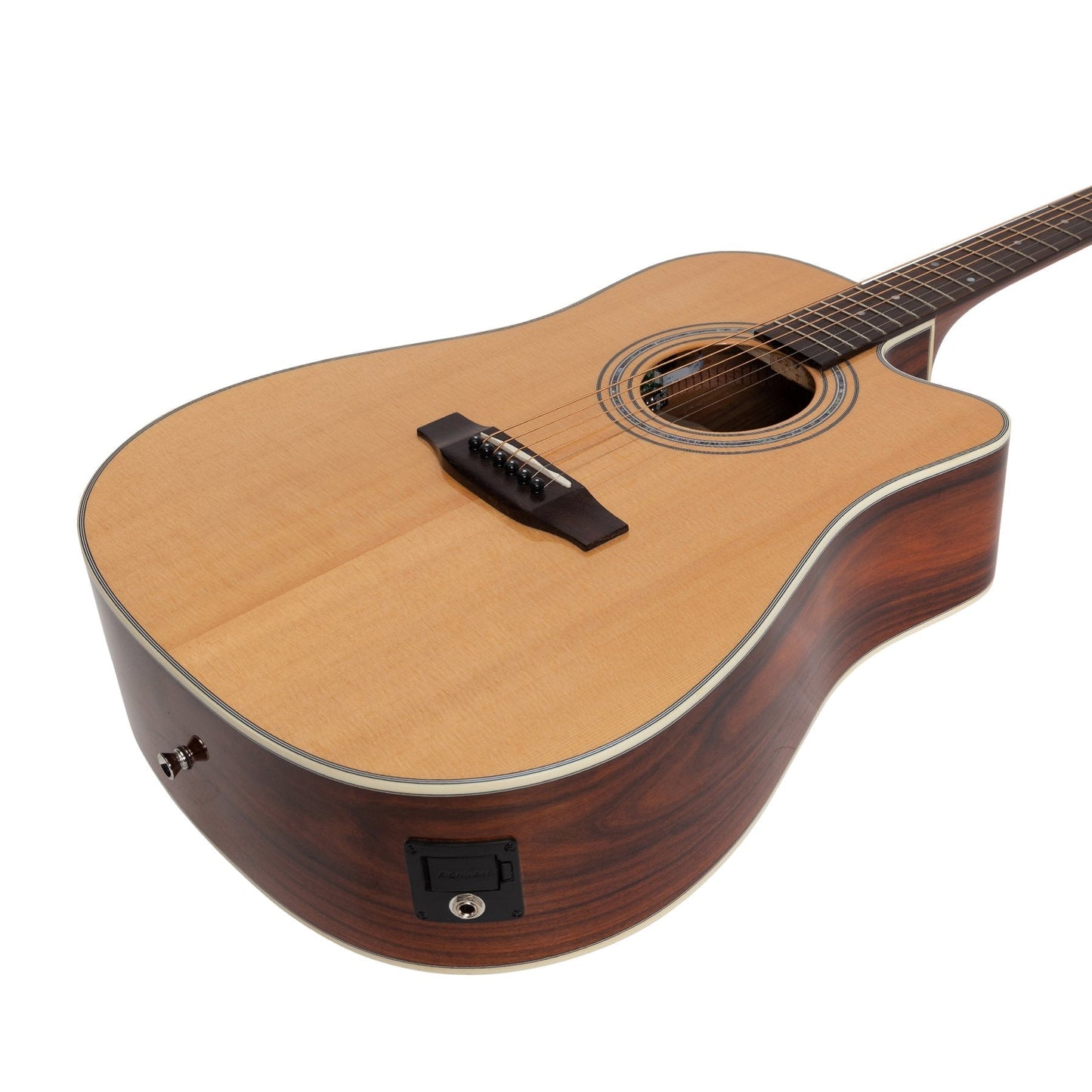 Saga '850 Series' Solid Spruce Top Acoustic-Electric Dreadnought Guitar (Natural)