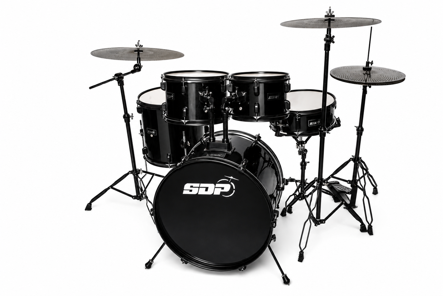 Sonic Drive 5-Piece Performer Series Drum Kit with Silent Cymbals (Black)