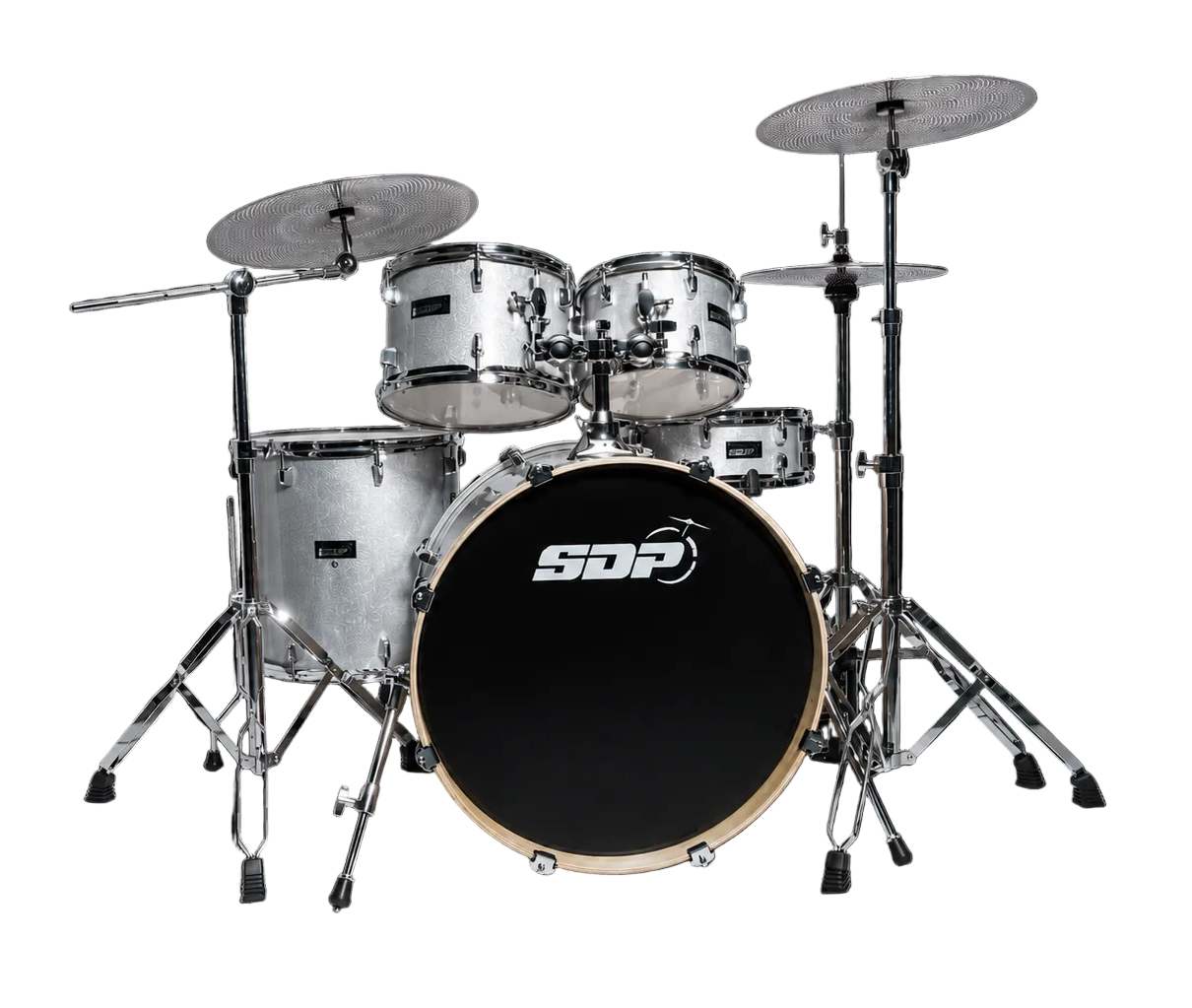 Sonic Drive 5-Piece Pro Series Drum Kit with Silent Cymbals (Metallic Silver)