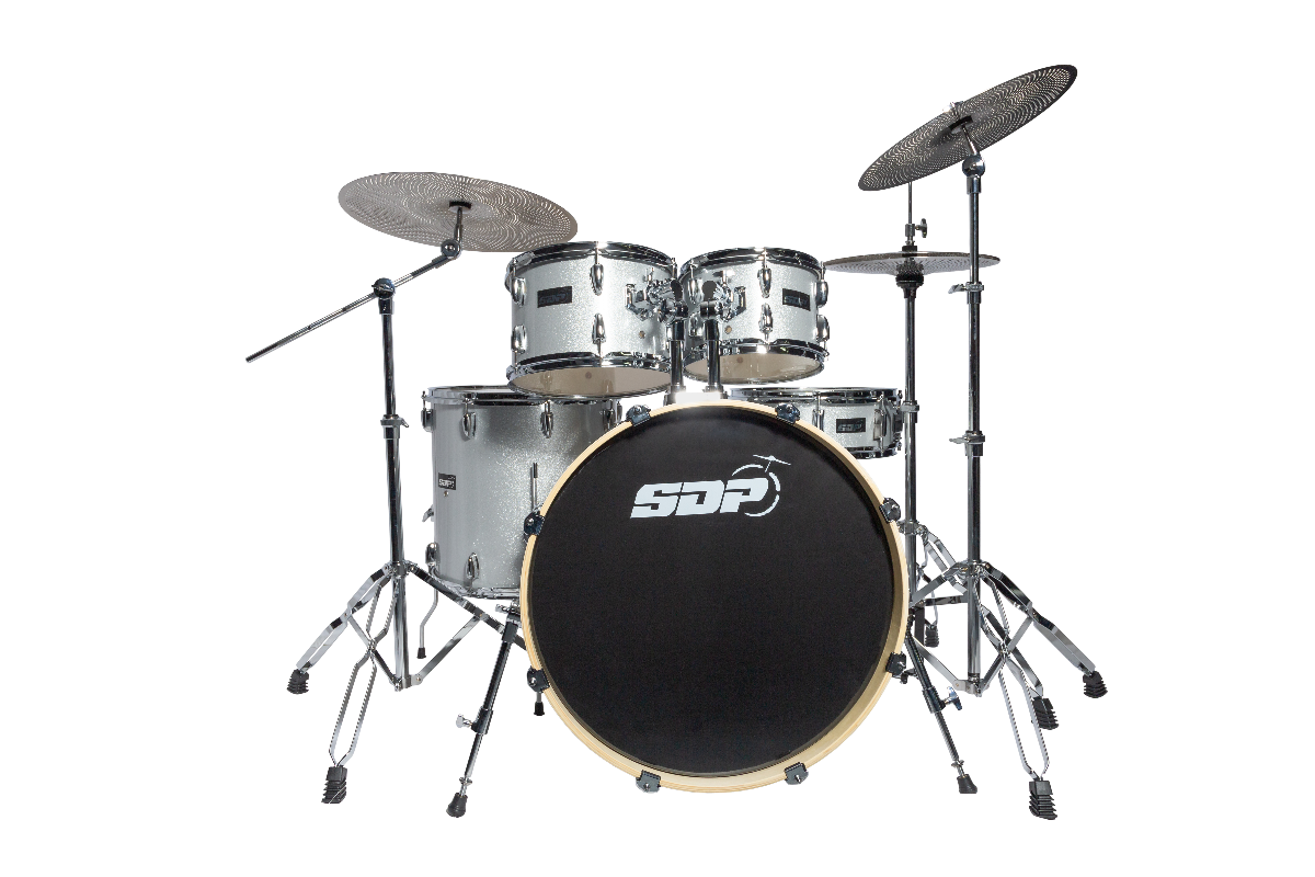 Sonic Drive 5-Piece Stage Series Drum Kit with Silent Cymbals (Silver Sparkle)