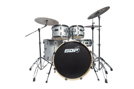 Sonic Drive 5-Piece Stage Series Drum Kit with Silent Cymbals (Silver Sparkle)