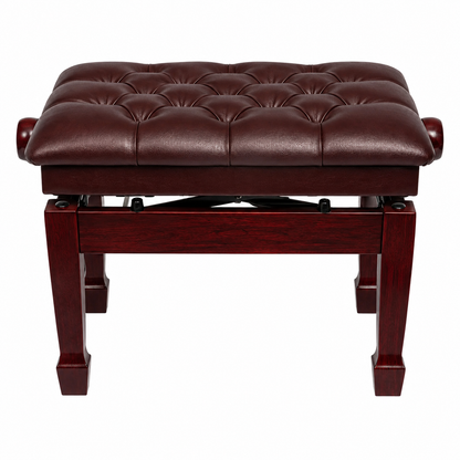 Crown Deluxe Tufted Hydraulic  Height Adjustable Piano Bench (Mahogany)