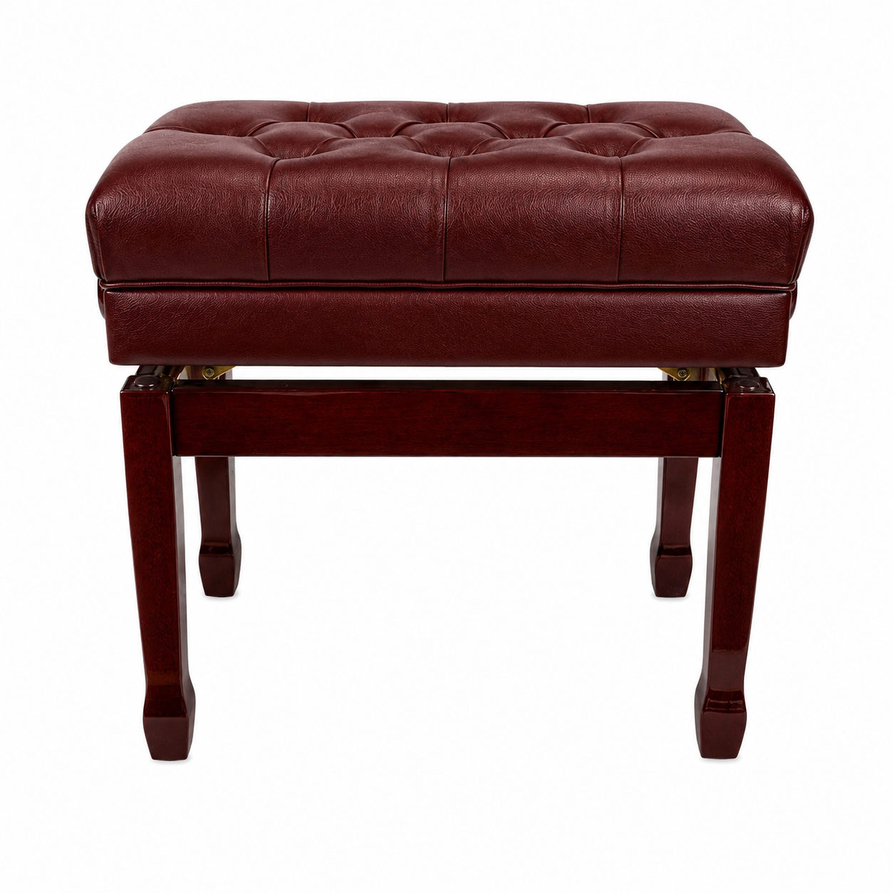 Crown Premium Tufted Double Padded Height Adjustable Piano Stool with Storage Compartment (Mahogany)