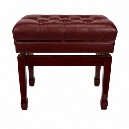 Crown Premium Tufted Double Padded Height Adjustable Piano Stool with Storage Compartment (Mahogany)