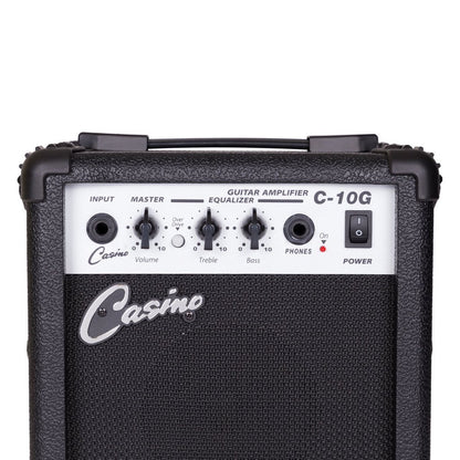 Casino ST-Style Short Scale Electric Guitar and 10 Watt Amplifier Pack (Candy Apple Red)