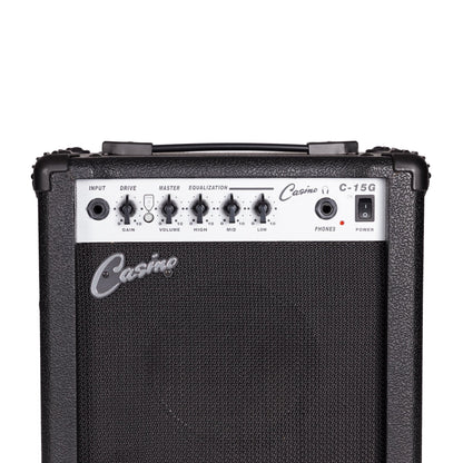 Casino TE-Style Left Handed Electric Guitar Set and 15 Watt Amplifier Pack (Natural Gloss)