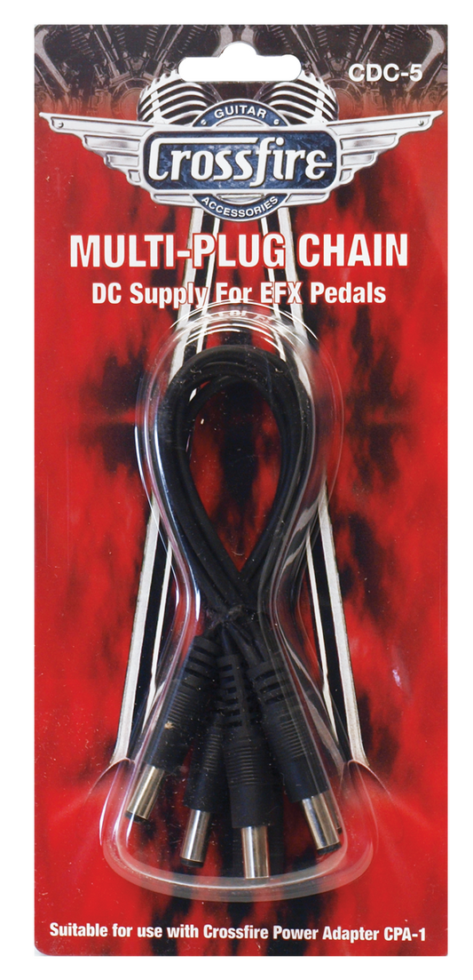 Crossfire 5-Plug Deluxe Daisy Chain Pedal Power Cable-CDC-5