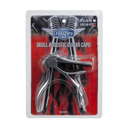 Crossfire Trigger-Style 'Skull' Acoustic Guitar Capo (Chrome)
