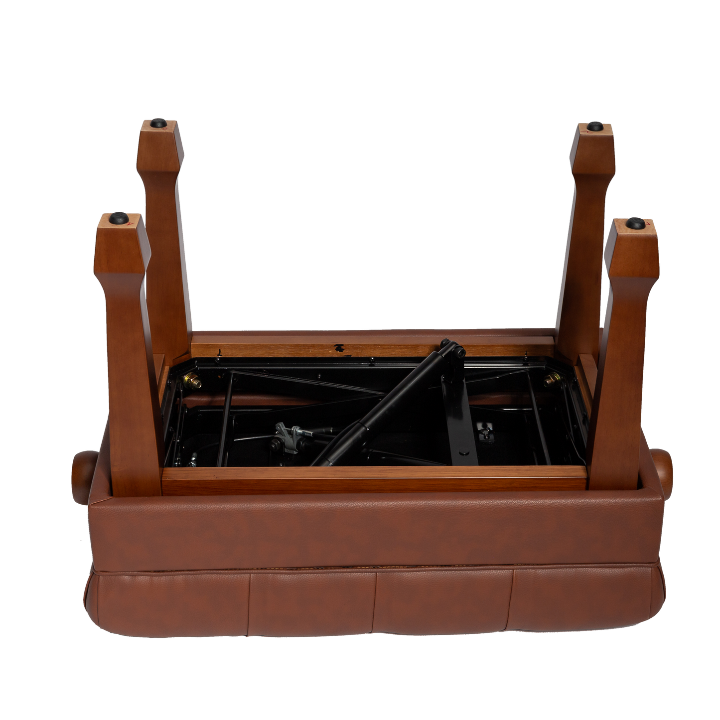Crown Deluxe Skirted & Tufted Hydraulic Height Adjustable Piano Bench (Mahogany)