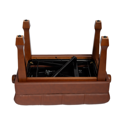 Crown Deluxe Skirted & Tufted Hydraulic Height Adjustable Piano Bench (Walnut)