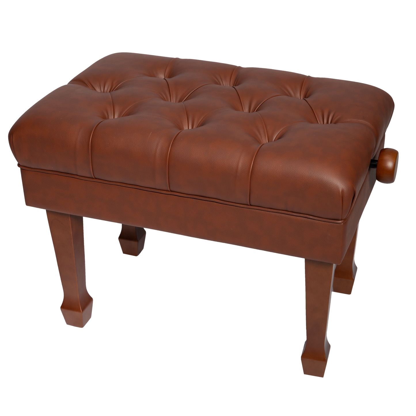 Crown Deluxe Skirted & Tufted Hydraulic Height Adjustable Piano Bench (Mahogany)