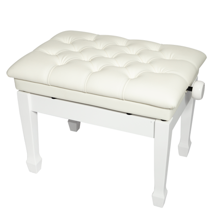 Crown Deluxe Tufted Hydraulic  Height Adjustable Piano Bench (White)