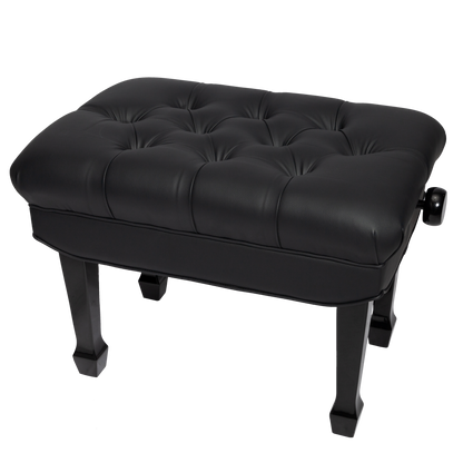 Crown Premium Skirted & Tufted Hydraulic Height Adjustable Piano Bench (Black)