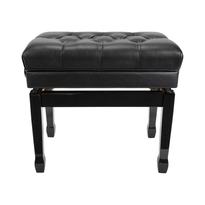 Crown Premium Tufted Double Padded Height Adjustable Piano Stool with Storage Compartment (Black)