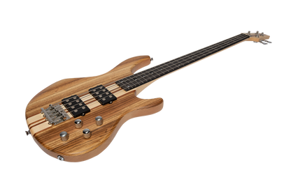 J&D Luthiers 4-String Contemporary Neck Through Active Electric Bass Guitar (Natural Satin)