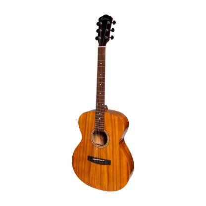 Martinez Acoustic-Electric Gloss Small Body Guitar with Built-In Tuner (Koa)