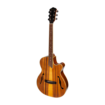 Martinez Jazz Hybrid Acoustic-Electric Gloss Small Body Cutaway Guitar (Koa)