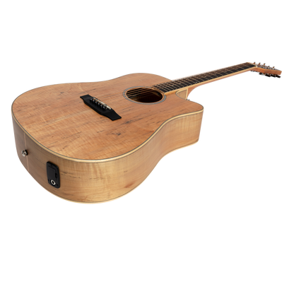 Martinez '31 Series' Spalted Maple Acoustic-Electric Dreadnought Cutaway Guitar (Natural Satin)
