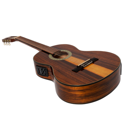 Martinez '51 Series' 3/4 Size Electric Classical Guitar with Tuner Teakwood (Gloss)