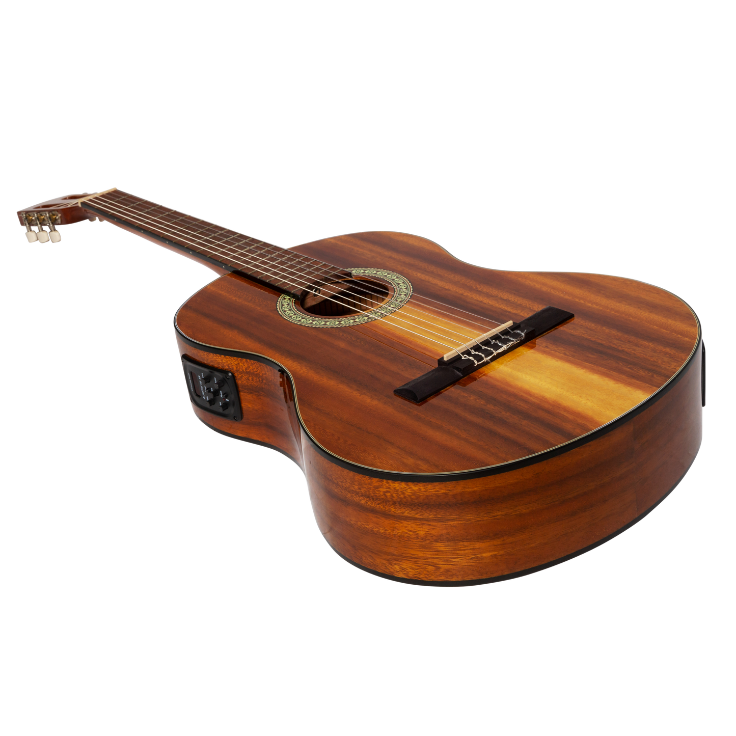 Martinez '51 Series' 4/4 Size Electric Classical Guitar with Tuner Koa (Gloss)