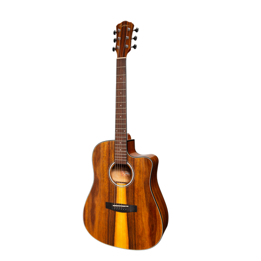 Martinez '51 Series' Acoustic-Electric Dreadnought Cutaway Guitar Teakwood (Gloss)