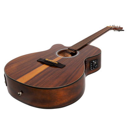 Martinez '51 Series' Left Handed Folk Size Cutaway Acoustic-Electric Guitar Teakwood (Gloss)