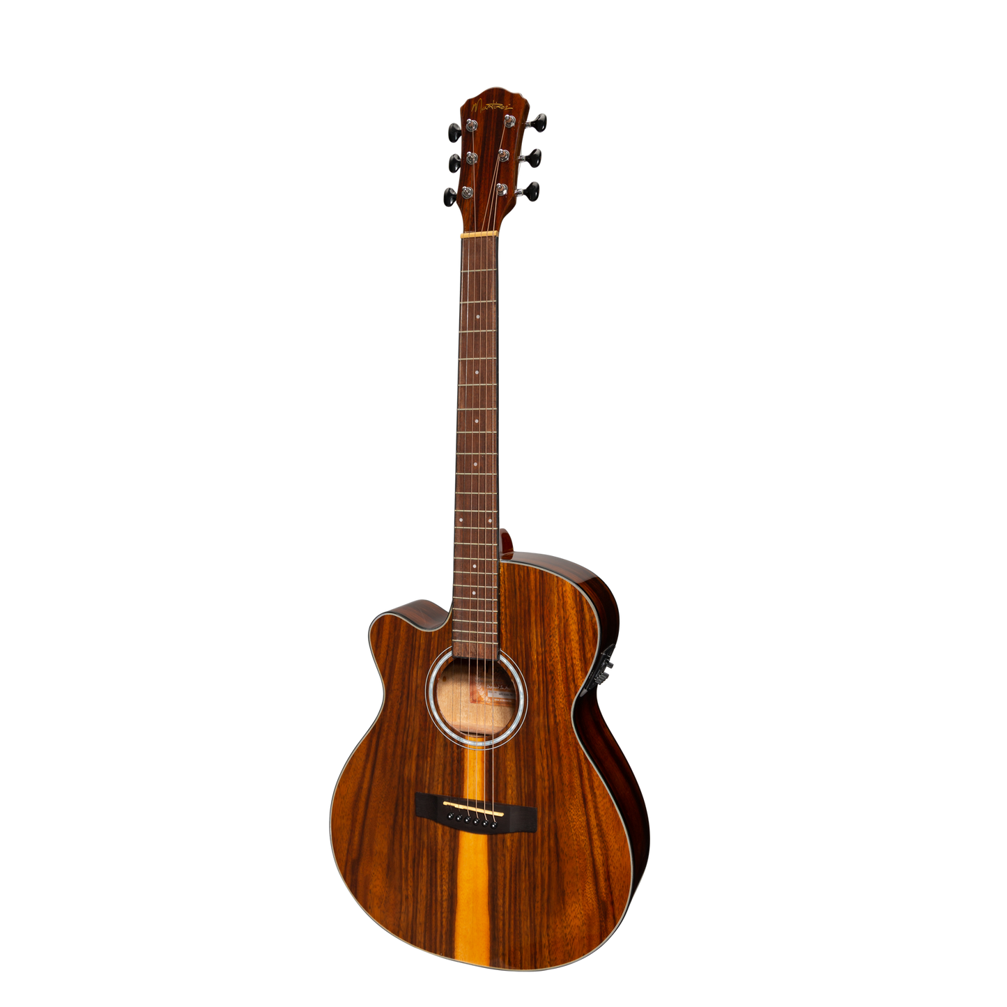 Martinez '51 Series' Left Handed Folk Size Cutaway Acoustic-Electric Guitar Teakwood (Gloss)