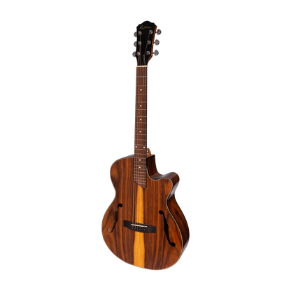 Martinez Jazz Hybrid Acoustic Gloss Small Body Cutaway Guitar (Rosewood)