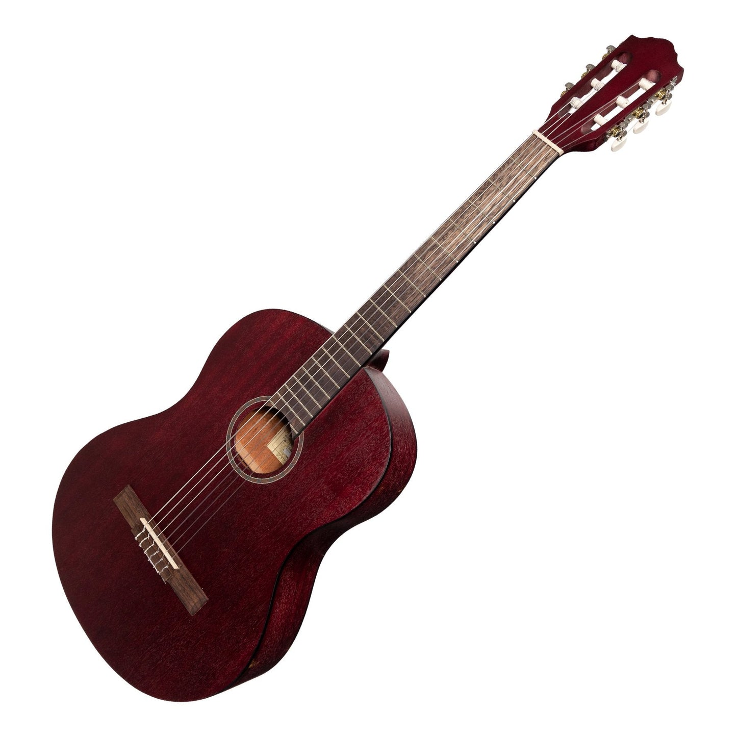 Martinez 'Slim Jim' Full Size Student Classical Guitar with Built In Tuner (Red)