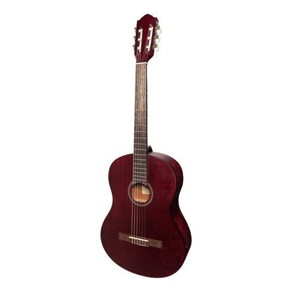 Martinez 'Slim Jim' Full Size Student Classical Guitar with Built In Tuner (Red)-MC-SJ44T-RED