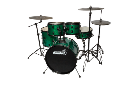 Sonic Drive 5-Piece Performer Series Drum Kit with Silent Cymbals (Green Sparkle)