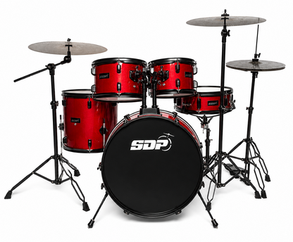 Sonic Drive 5-Piece Performer Series Drum Kit with Silent Cymbals (Red)