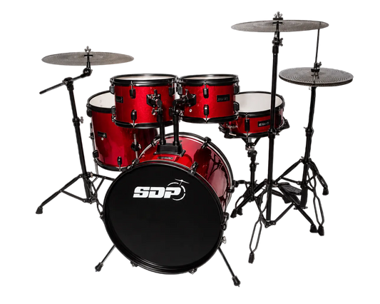 Sonic Drive 5-Piece Performer Series Drum Kit with Silent Cymbals (Red)