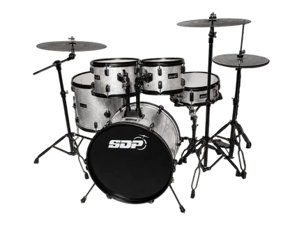 Sonic Drive 5-Piece Performer Series Drum Kit with Silent Cymbals (Silver Sparkle)