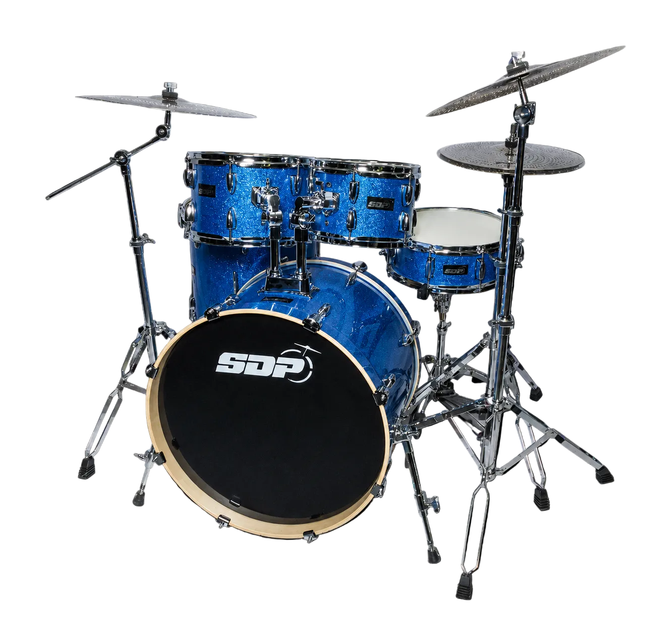 Sonic Drive 5-Piece Stage Series Drum Kit with Silent Cymbals (Blue Sparkle)